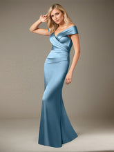 Mermaid V-Neck Floor-Length Satin Mother of the Bride Dress